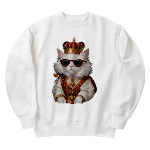 サングラスをかけた王様猫 Heavyweight Crew Neck Sweatshirt