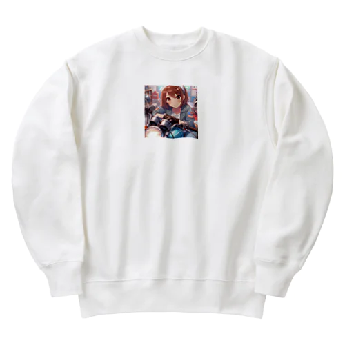 バイク女子　ばくおん系 Heavyweight Crew Neck Sweatshirt