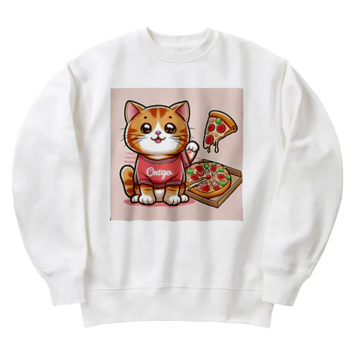 ピザでも食っとけや！ねこピザパーティーの開催です Heavyweight Crew Neck Sweatshirt