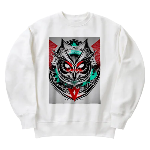 闇夜の孤高、愛を断ち切るフクロウの刃 Heavyweight Crew Neck Sweatshirt