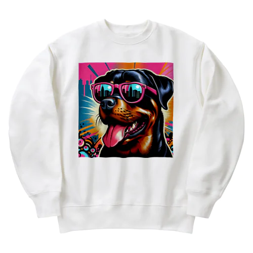 PINK GD ピンクのグラサンをかけたワンコグッズ Heavyweight Crew Neck Sweatshirt