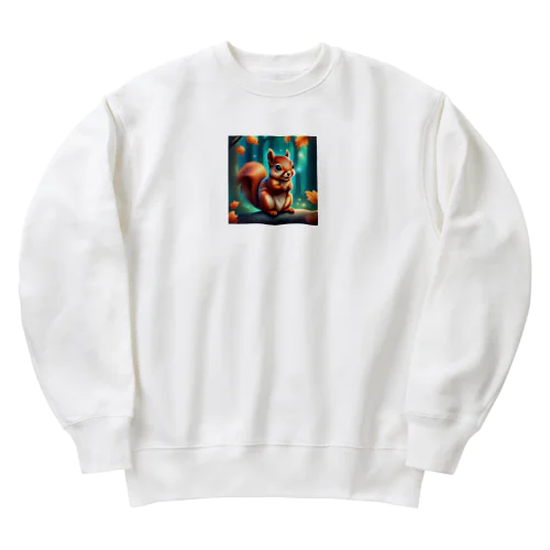 可愛いリスのイラストグッズ Heavyweight Crew Neck Sweatshirt