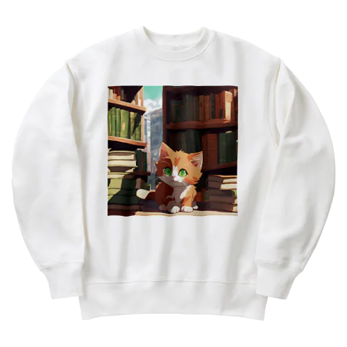 茶猫と本の部屋 Heavyweight Crew Neck Sweatshirt