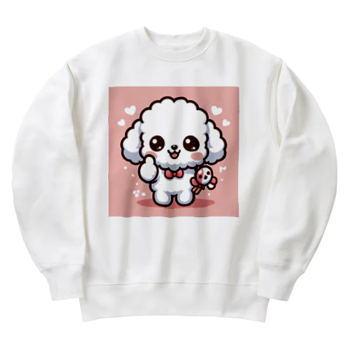 【ステッカー】ふわもこワンコ - がんばれver Heavyweight Crew Neck Sweatshirt