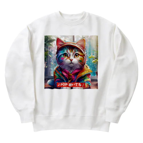 ねこの歌心♪ Heavyweight Crew Neck Sweatshirt