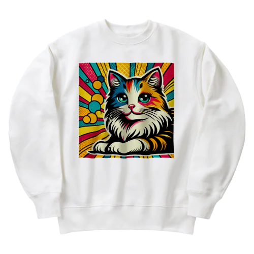 ねこポップアート Heavyweight Crew Neck Sweatshirt