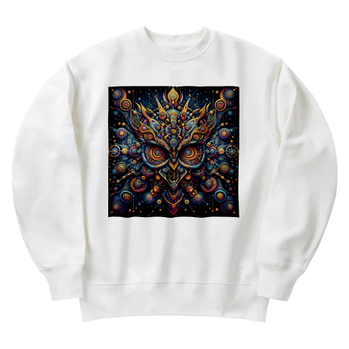 フクロウさんのメルヘン絵本🦉サイケデリックタリスマン Heavyweight Crew Neck Sweatshirt