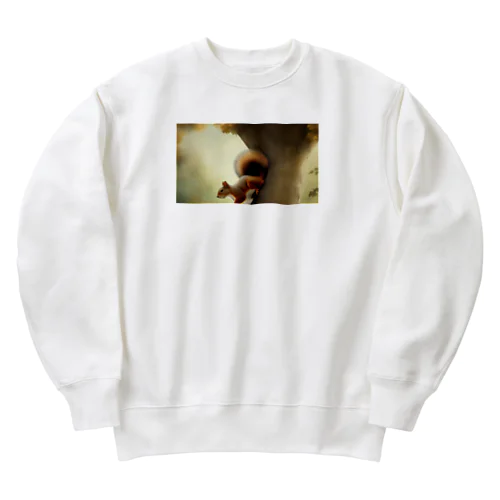 かわいいリスのしっぽに夢中 Heavyweight Crew Neck Sweatshirt