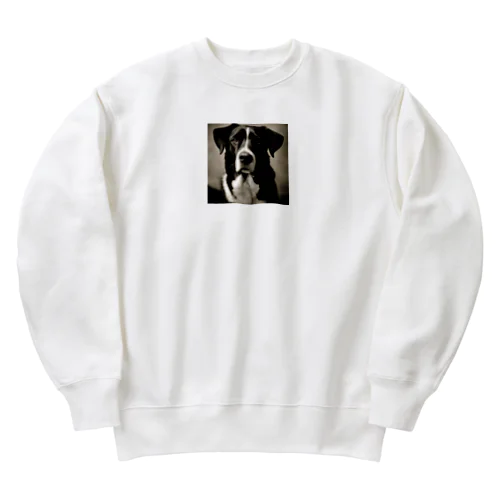 レトロでかわいい写真は、一匹の愛らしい犬 Heavyweight Crew Neck Sweatshirt