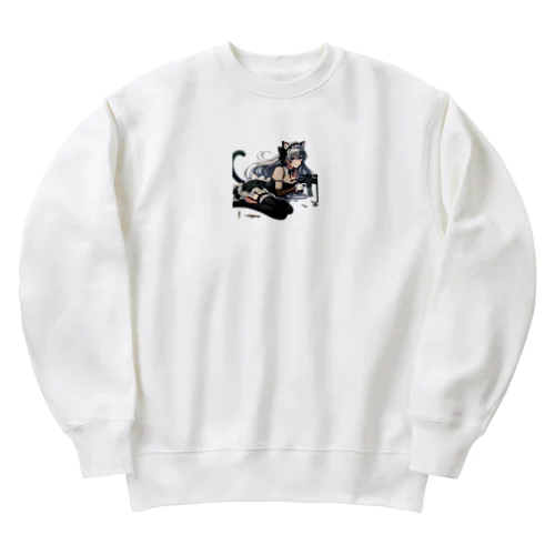 闘う猫メイド🐾5 Heavyweight Crew Neck Sweatshirt