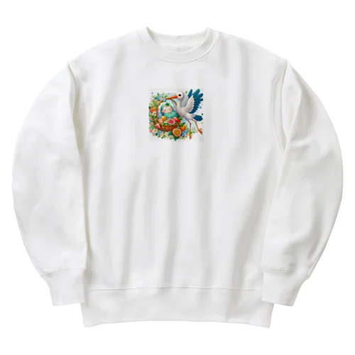 幸せを呼ぶコウノトリ2/Stork of Happiness2 Heavyweight Crew Neck Sweatshirt