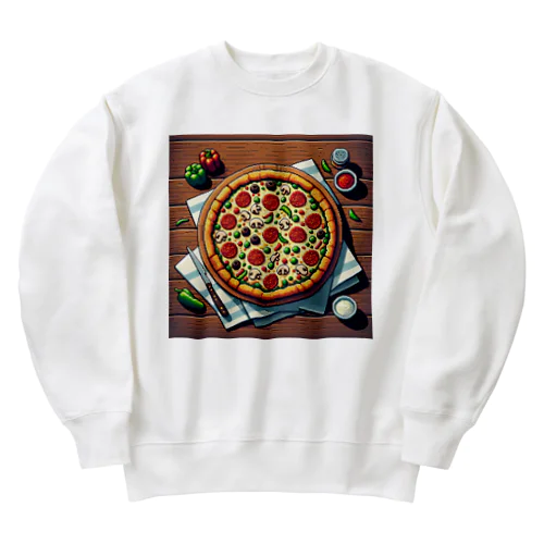 ピザのピクセルイラスト Heavyweight Crew Neck Sweatshirt