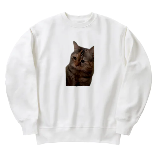 【猫ミーム】叱られる猫 Heavyweight Crew Neck Sweatshirt