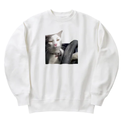 【猫ミーム】ドライブ猫 Heavyweight Crew Neck Sweatshirt