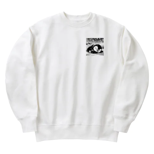 寝てるペンギン。 Heavyweight Crew Neck Sweatshirt