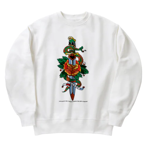 蛇と薔薇のダガータトゥーデザイン Heavyweight Crew Neck Sweatshirt