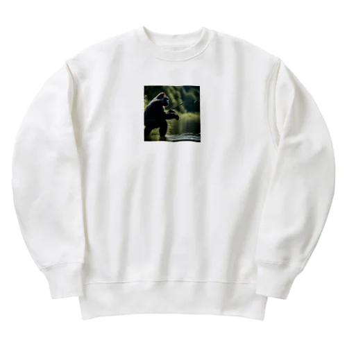 釣りをするゴリラ Heavyweight Crew Neck Sweatshirt