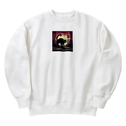 ドット絵　ホラーキャット Heavyweight Crew Neck Sweatshirt