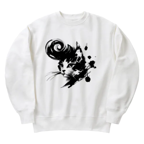 漢！猫 - リーゼント Heavyweight Crew Neck Sweatshirt