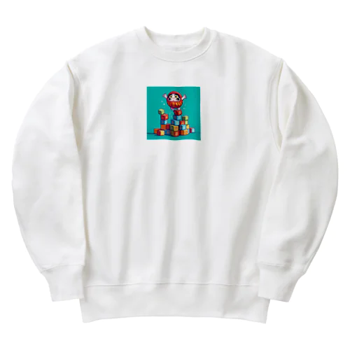 ダルマ落としから落ちそうなダルマ Heavyweight Crew Neck Sweatshirt