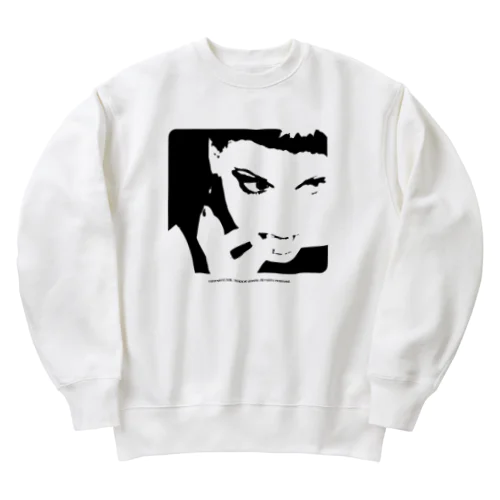 クールでかっこいい女性の顔のシルエット Heavyweight Crew Neck Sweatshirt