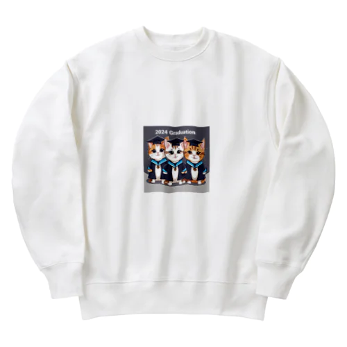 2024 卒業　卒業旅行　卒業記念　猫 Heavyweight Crew Neck Sweatshirt