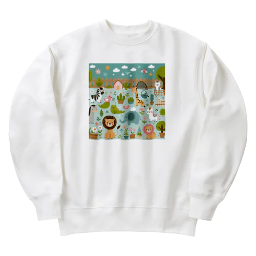 ワクワク動物園の愉快な仲間たち♪ Heavyweight Crew Neck Sweatshirt