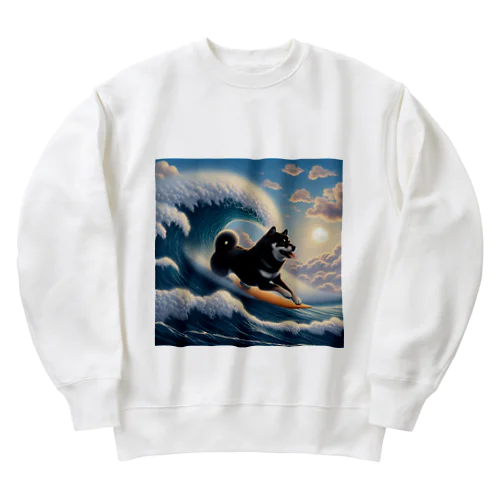 波乗り黒柴2 Heavyweight Crew Neck Sweatshirt