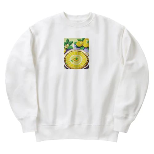 黄色いレモンタルトのような洋菓子 Heavyweight Crew Neck Sweatshirt