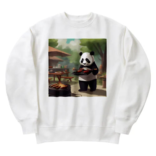 「食欲をそそるパンダが食事を運びます！」 Heavyweight Crew Neck Sweatshirt