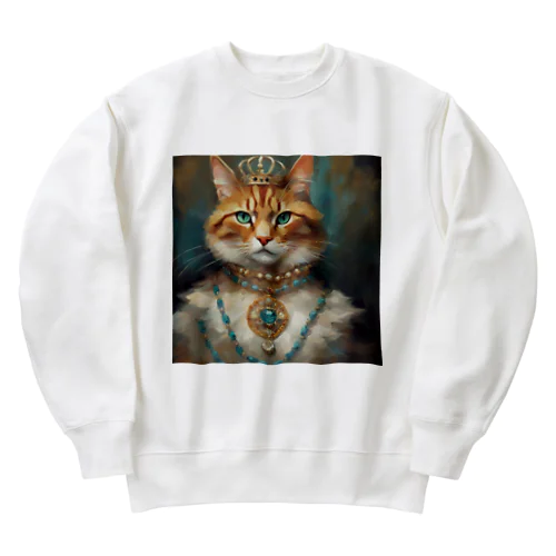 パライバトルマリンの瞳の猫 Heavyweight Crew Neck Sweatshirt