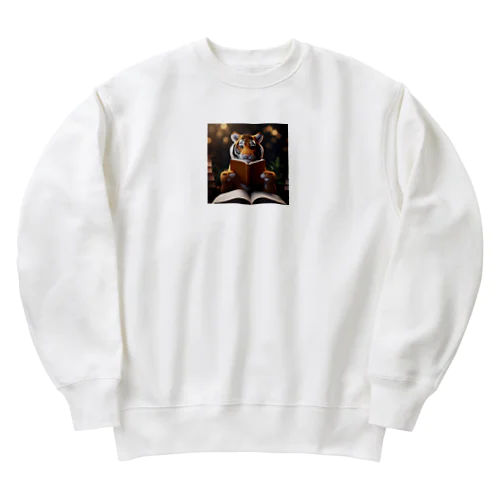 本を読んでいるトラ Heavyweight Crew Neck Sweatshirt