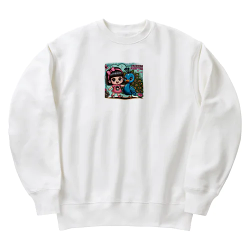 アニメ風に描かれたこのイラスト Heavyweight Crew Neck Sweatshirt