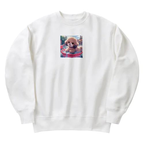 水遊びが楽しいトイプードル Heavyweight Crew Neck Sweatshirt