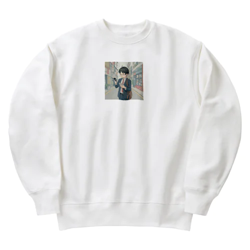 ダブルスマホ＠サラリーマン Heavyweight Crew Neck Sweatshirt