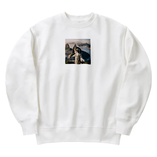 ブラジルのリオデジャネイロのコルコバードのキリスト像 Heavyweight Crew Neck Sweatshirt