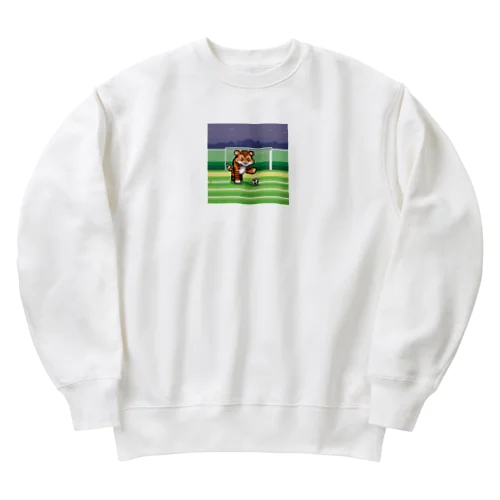 サッカーをしているトラ Heavyweight Crew Neck Sweatshirt