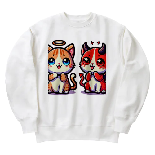 ☆天使猫☆悪魔猫☆ Heavyweight Crew Neck Sweatshirt