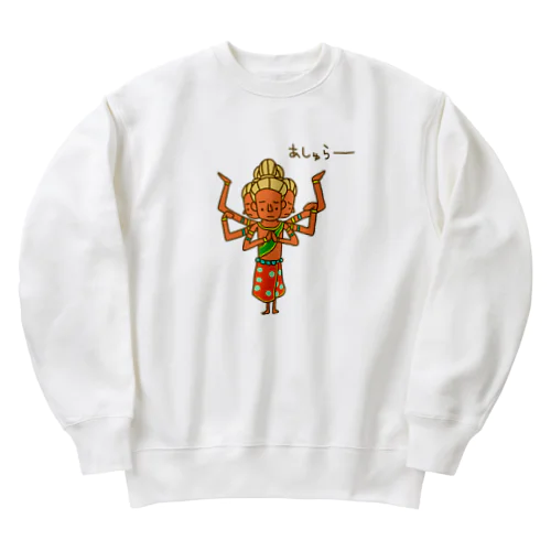 画伯チックな阿修羅像 Heavyweight Crew Neck Sweatshirt