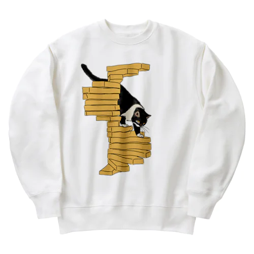 階段を降りる猫 Heavyweight Crew Neck Sweatshirt