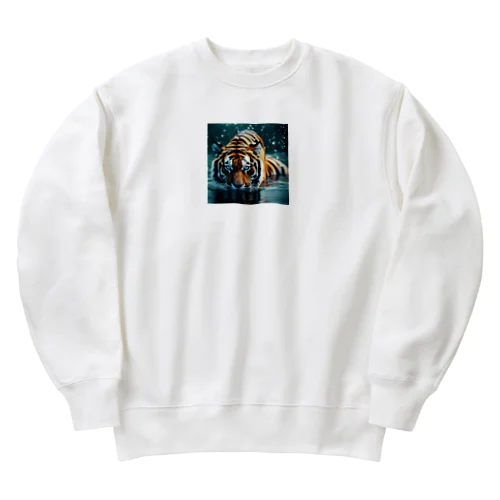 泳いでいるトラ Heavyweight Crew Neck Sweatshirt