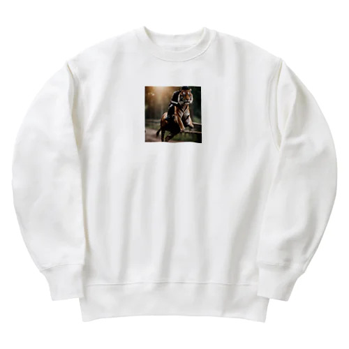 馬になっているトラ Heavyweight Crew Neck Sweatshirt