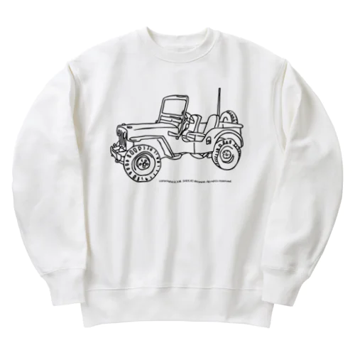 Jeep イラスト ライン画 Heavyweight Crew Neck Sweatshirt