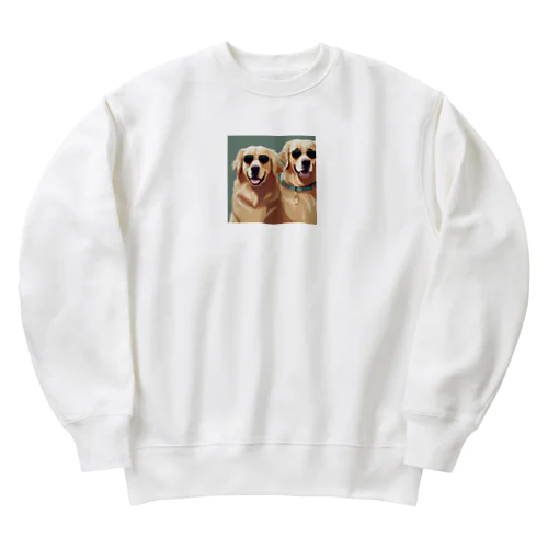 サングラスをかけているゴールデンレトリバー Heavyweight Crew Neck Sweatshirt