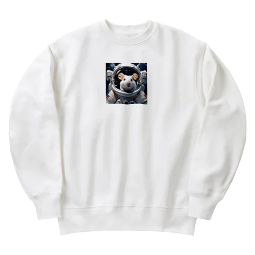 宇宙旅行する白いハムスター Heavyweight Crew Neck Sweatshirt