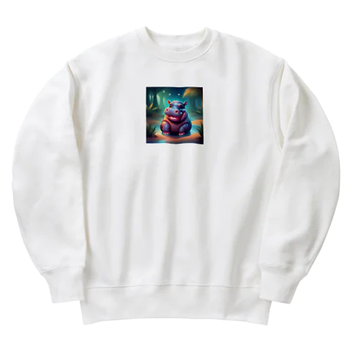 かわいいカバさんワールド Heavyweight Crew Neck Sweatshirt