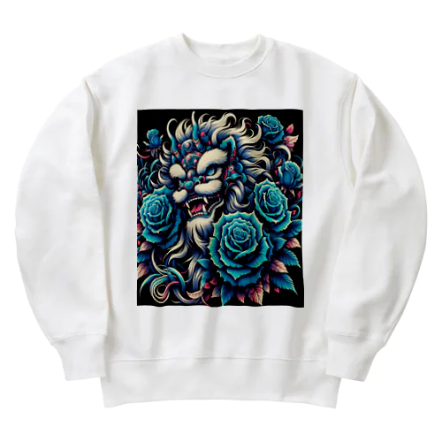 獅子舞と青い薔薇 Heavyweight Crew Neck Sweatshirt