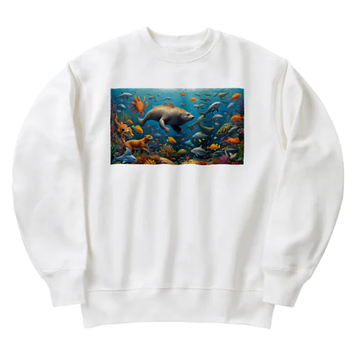 見るも奇妙な合体動物たち fusion animals<<妄想アニマルズ>> Heavyweight Crew Neck Sweatshirt