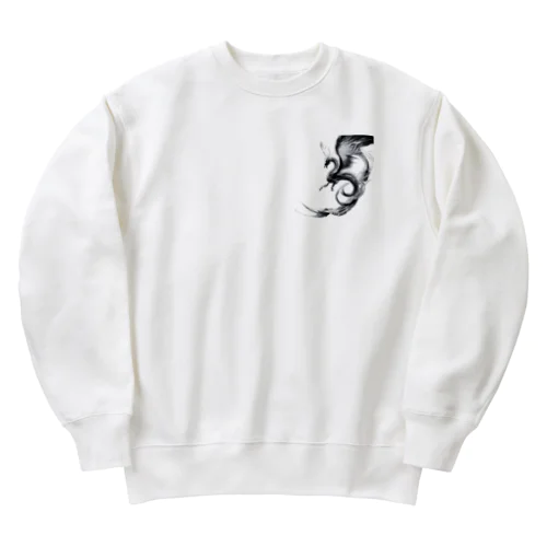 龍【白黒】 Heavyweight Crew Neck Sweatshirt