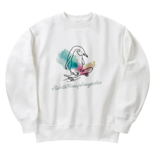 スケボーをするペンギン Heavyweight Crew Neck Sweatshirt